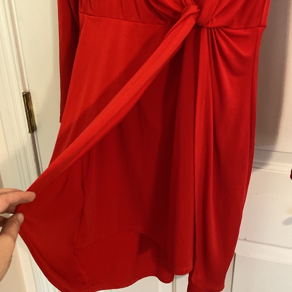 BCBGeneration Red Surplice Knot Dress | size medium - Picture 11 of 13